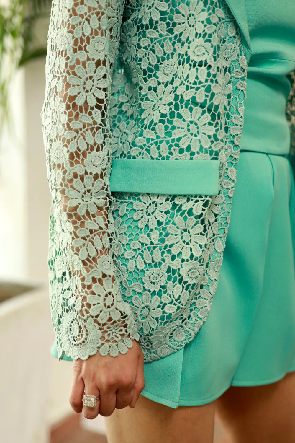 Aqua Blazer with Shorts