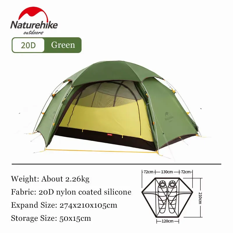 Cloud Peak 20D Nylon Tent Ultralight 2 Persons Camping Hiking Outdoor Tent 4 Season Double Layer Backpack Camper Tent