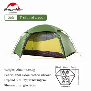 Cloud Peak 20D Nylon Tent Ultralight 2 Persons Camping Hiking Outdoor Tent 4 Season Double Layer Backpack Camper Tent