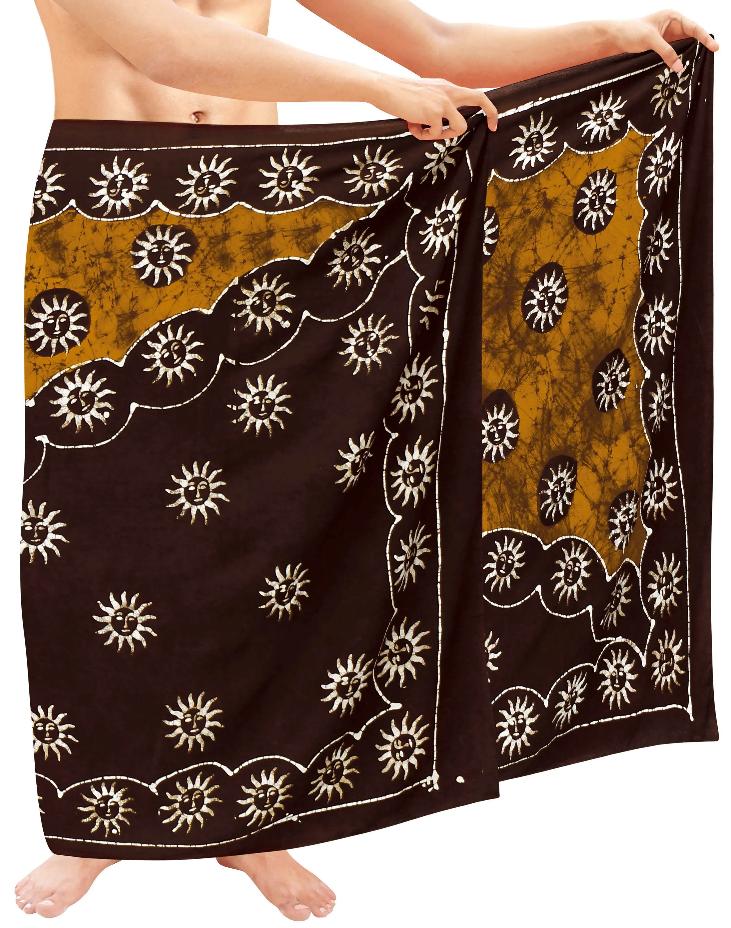 La Leela Men's Hawaiian Beach Wrap Sheer Sarong Swimming Bathing Suit Towel Beachwear Swim Pareo Cover up Long 72"X42"  Brown 136151