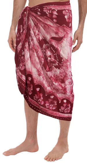 LA LEELA Rayon Batik Aloha Hawaii Swim Party Wrap Surf Men's 72"X42" Red 4250 130540