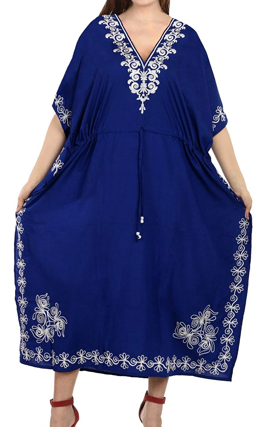 LA LEELA Rayon  Solid Women's Caftan Style Nightgown Beachwear Dress Cover up