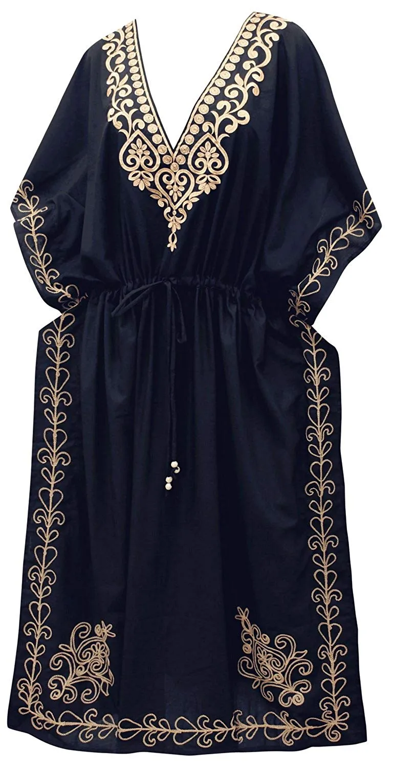 LA LEELA Rayon  Solid Women's Caftan Style Nightgown Beachwear Dress Cover up