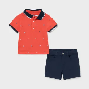 Mayoral 1254 - Navy Printed polo short set