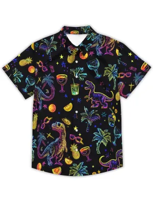 Men‘s Hawaiian Shirt Short Sleeve Animal Button Down Shirt Tropical Shirt