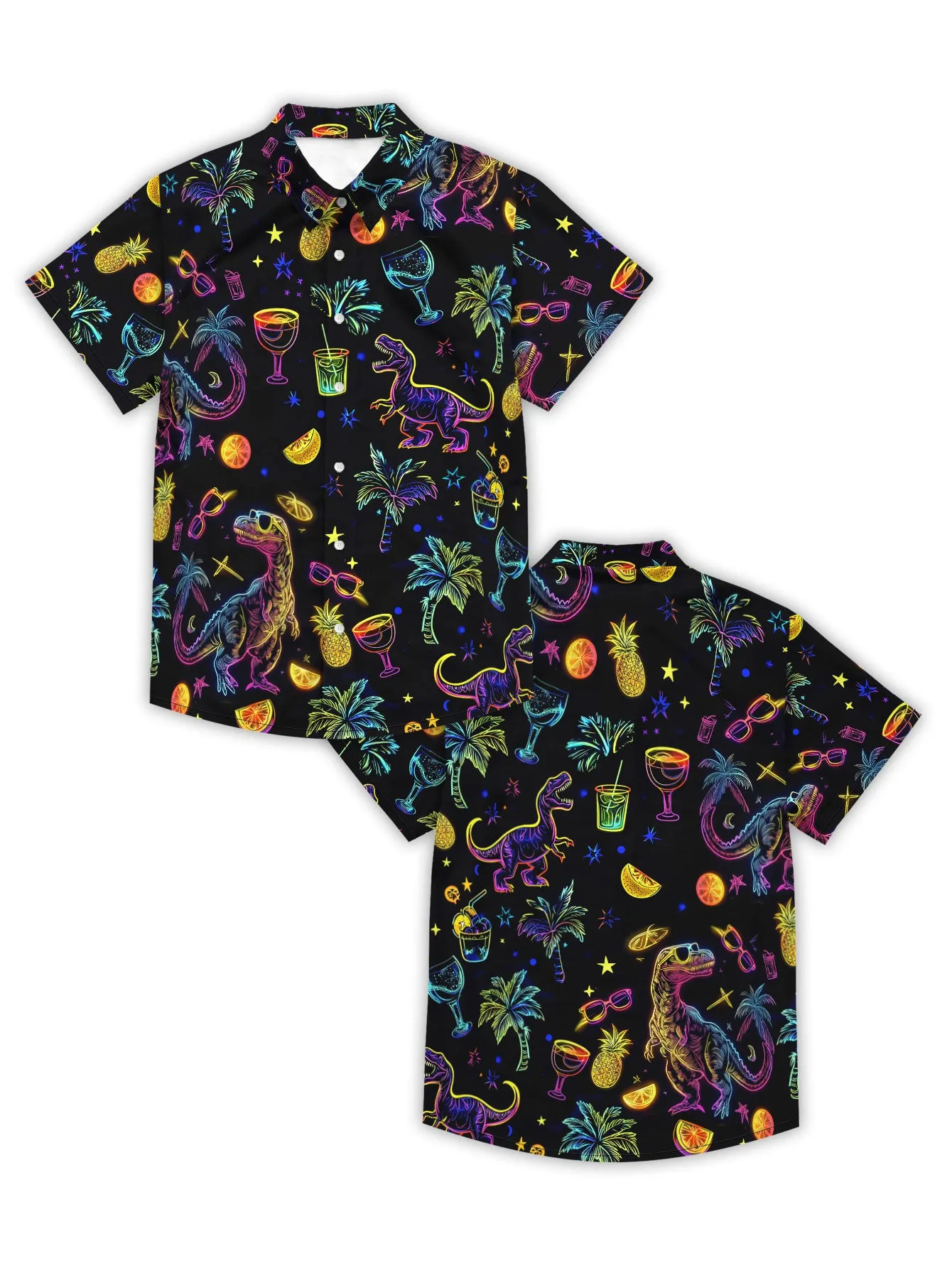 Men‘s Hawaiian Shirt Short Sleeve Animal Button Down Shirt Tropical Shirt