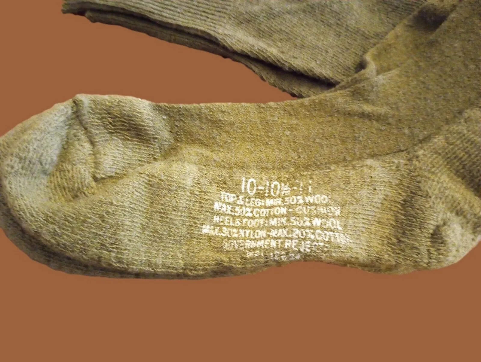 NEW MILITARY ISSUE CUSHION SOLE WOOL SOCKS U.S.A MADE OD GREEN MEDIUM 2 PAIRS