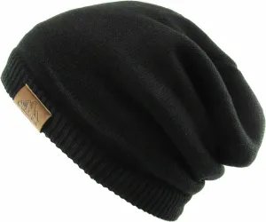 Slouch Baggy Beanie Black Watch Cap Sherpa Fleece Lined Ski Hat Knit Winter