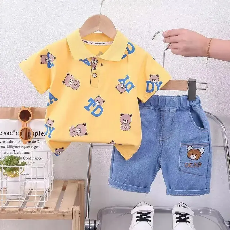 Toddler Boys Summer Western Style PoLo Shirt-Shorts
