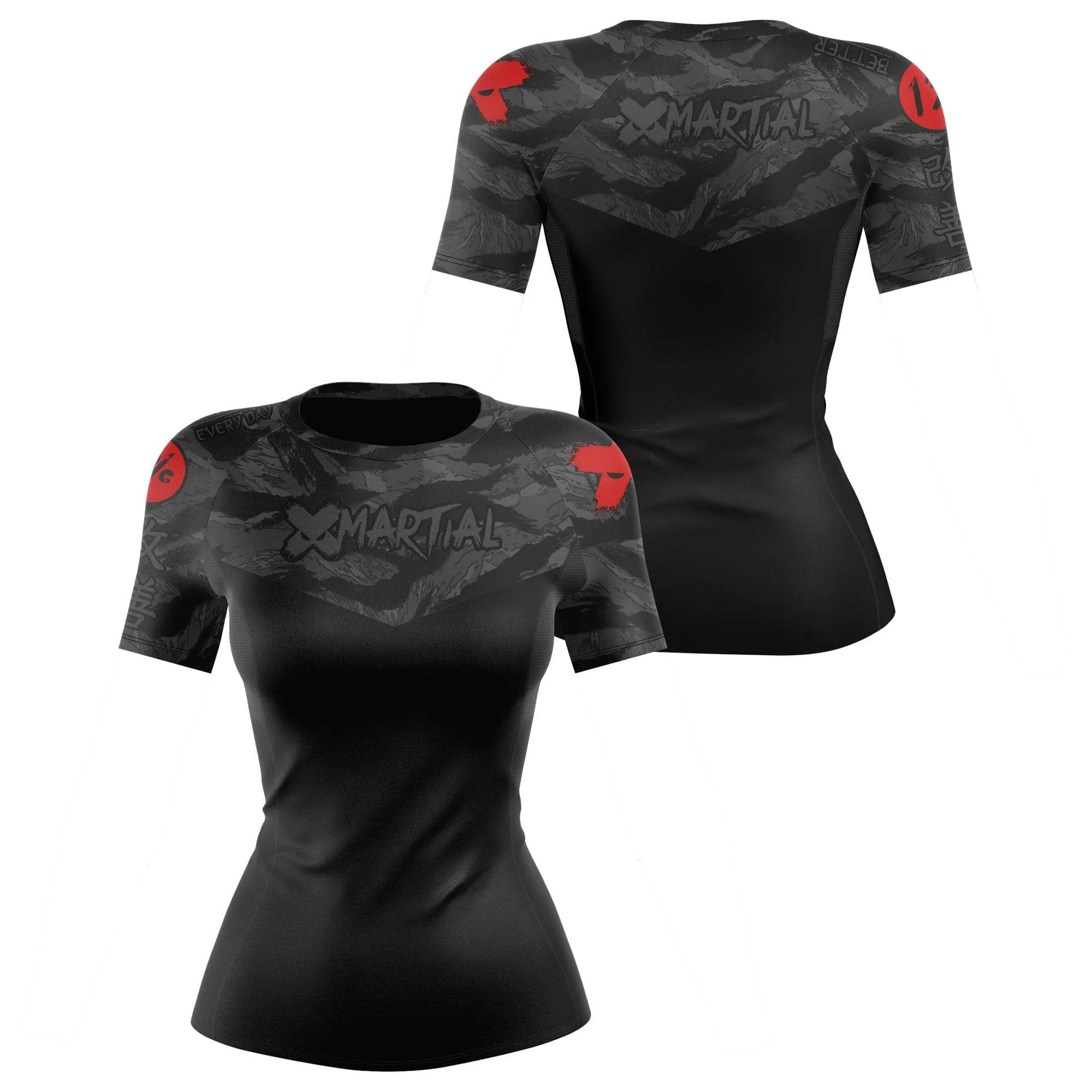Women's BJJ Rash Guard Black Tiger Camo X-Tech 25 Series