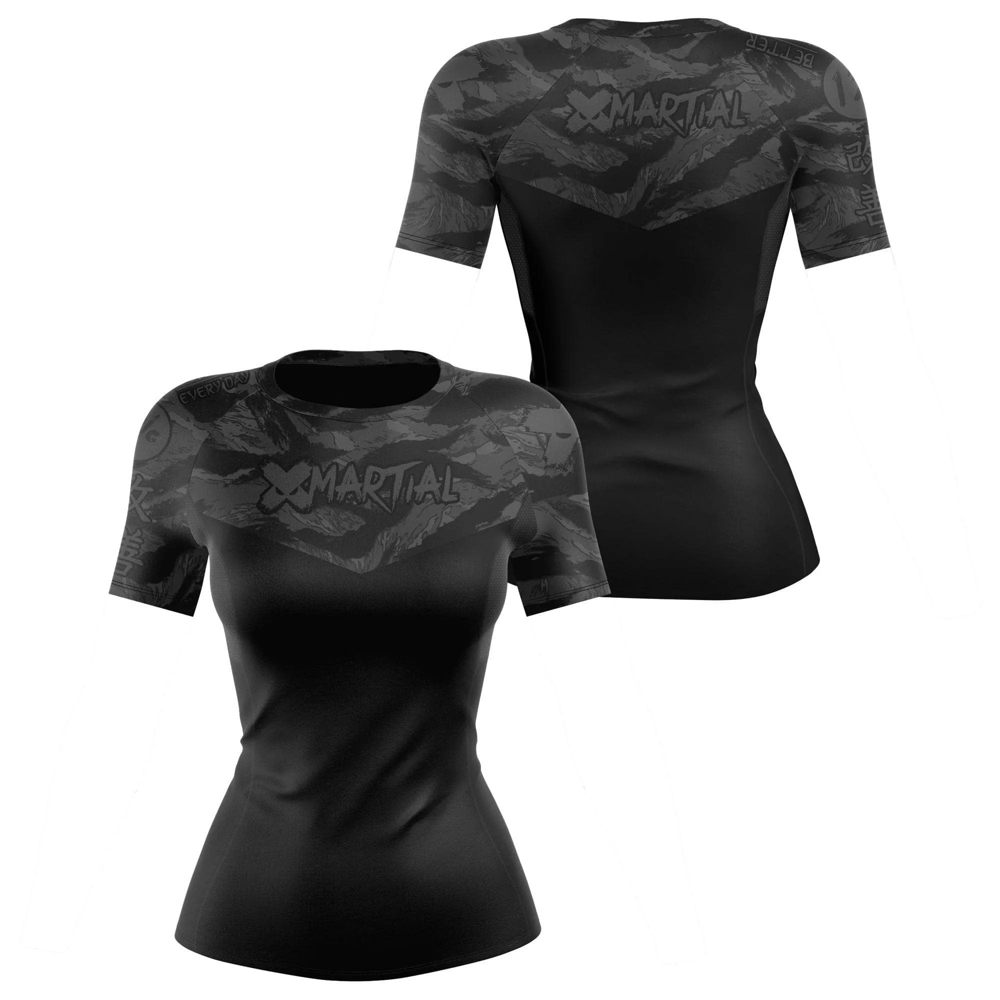 Women's BJJ Rash Guard Black Tiger Camo X-Tech 25 Series