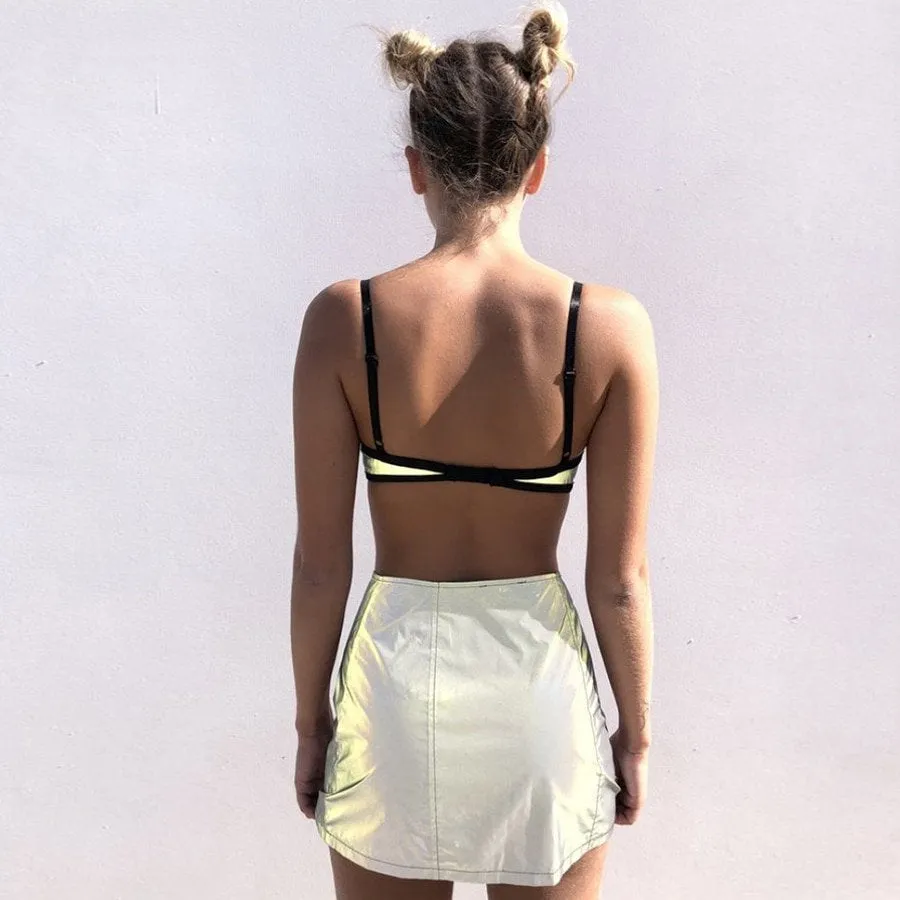 Women's Sleeveless Ruched Slim Crop Top