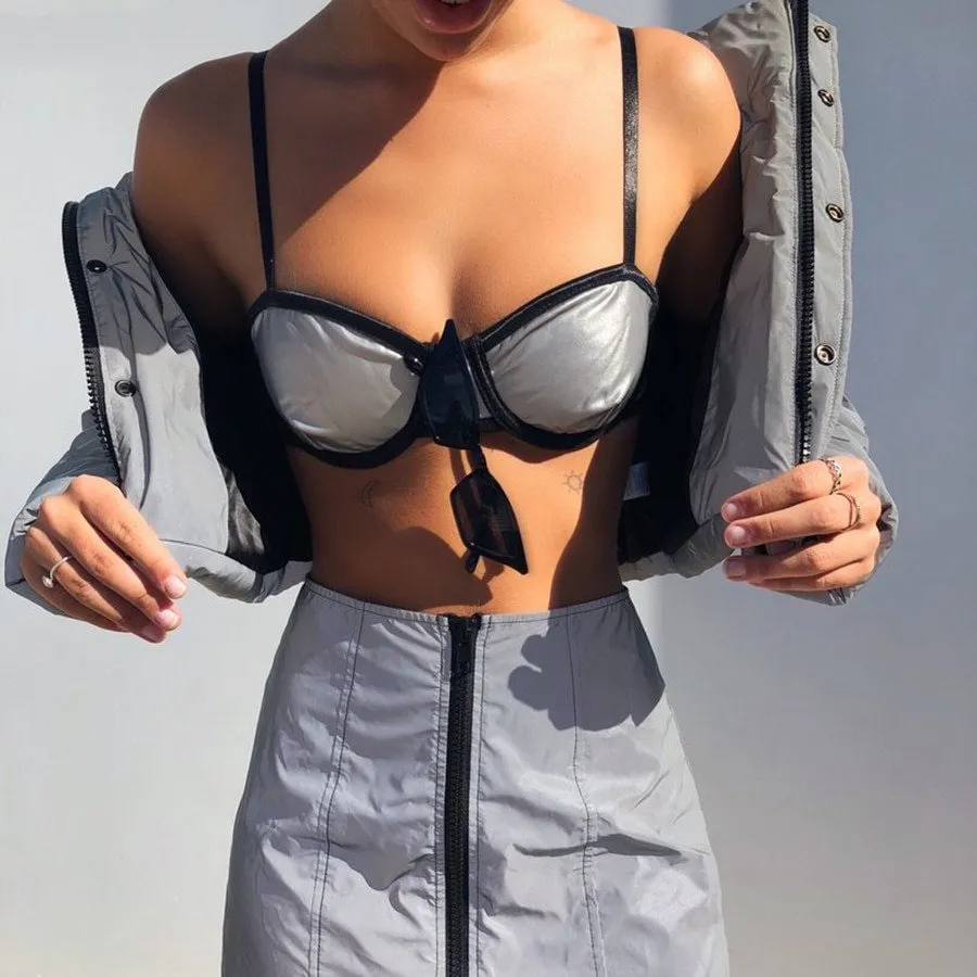 Women's Sleeveless Ruched Slim Crop Top